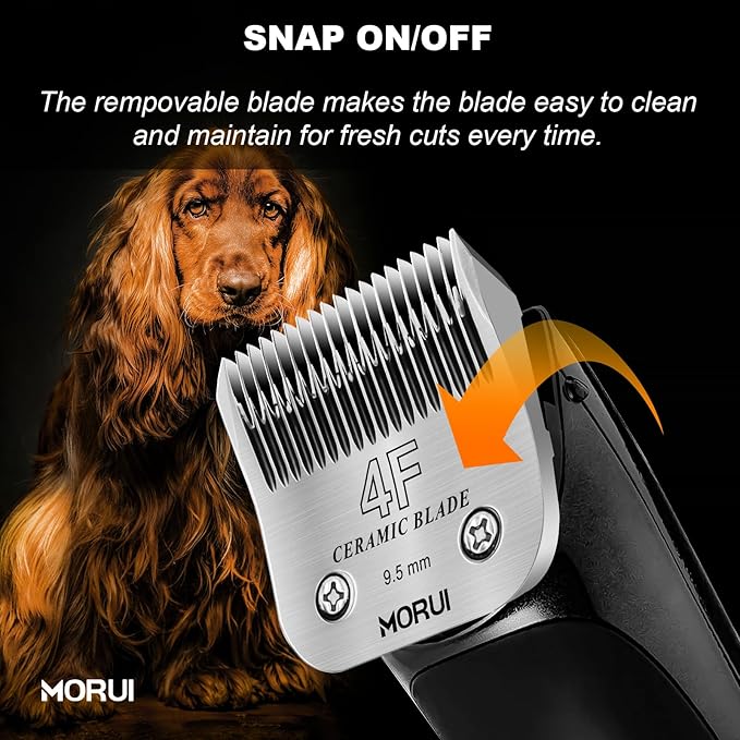 4F Cut Length 3/8"(9.5mm) Detachable Ceramic Pet Dog Clipper Blades Compatible with Most Andis,Oster A5 Wahl KM Series Clippers