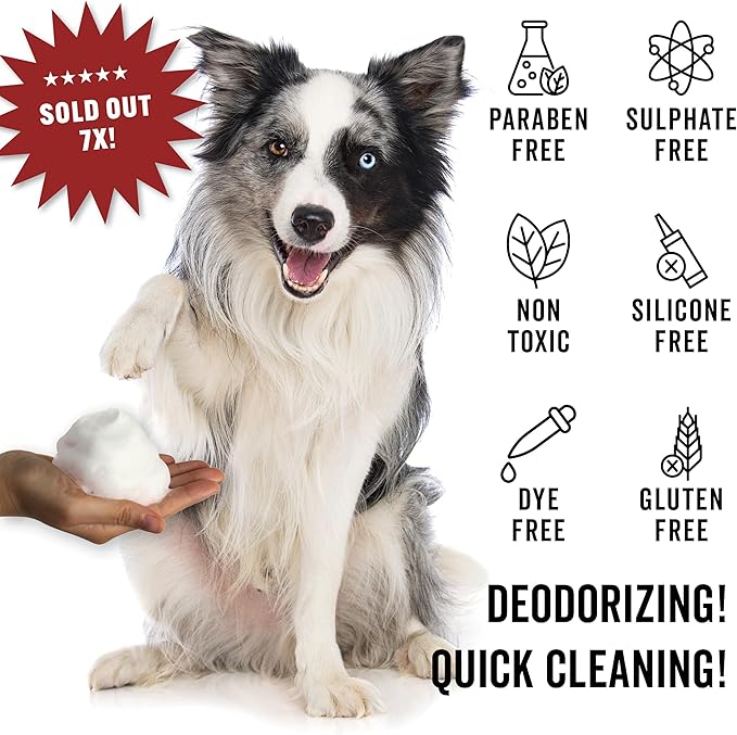 Pride and Groom The Mane Tame Waterless Dog Shampoo – Foaming Dry Shampoo for Dogs and Cats Made in USA for a Rinse Free Cleanse and to Eliminate Odor in Between Baths On-The-Go – 7.1 fl oz