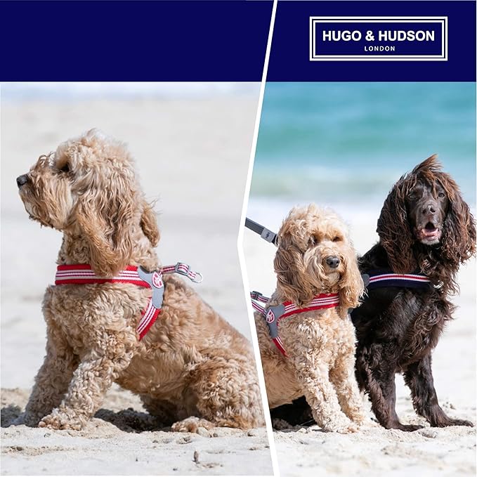 HUGO & HUDSON Easy Walk Dog Harness, Adjustable Quick Dry No-Pull Pet Harness, Red, Size 2