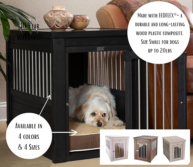 New Age Pet® ECOFLEX® Dog Crate Furniture End Table, Durable Wood-Plastic Composite, Stainless Steel Latch, Easy Assembly, Grey Medium