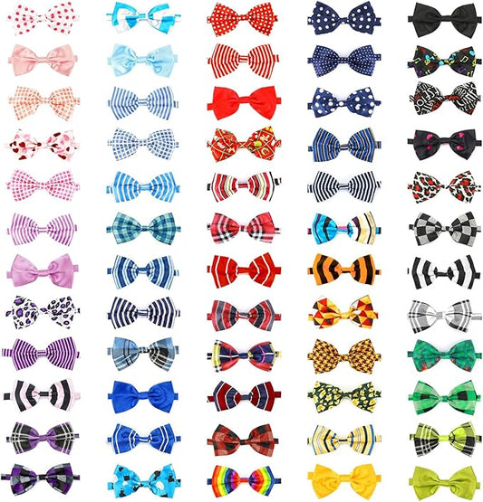 Segarty 60pcs Bow Ties for Dogs, Adjustable Bowtie Collars for Small Medium Pet, Comfortable Cats Neck Bow Tie Large Puppy Cute Neckties Grooming Accessories for Birthday Holiday Wedding Gift