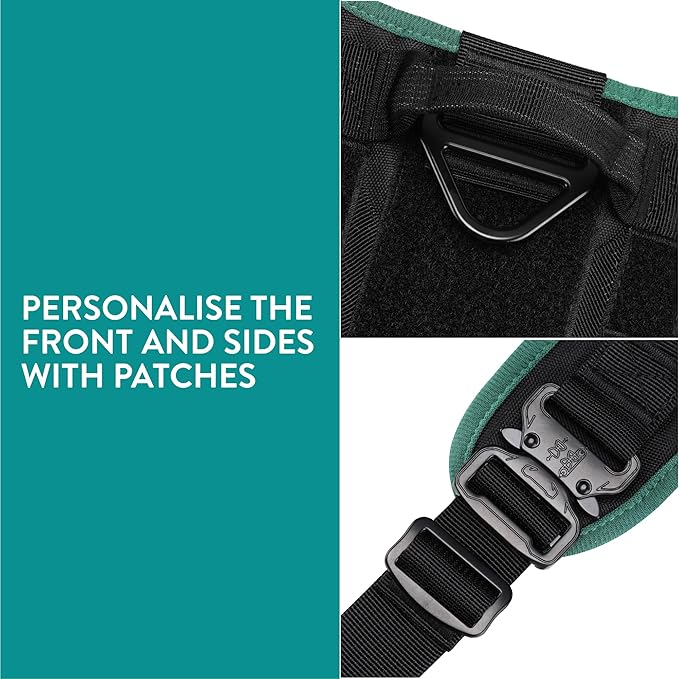Navaris Tactical Dog Harness and Vest Set - Strong & Adjustable Fit with Metal D Ring, Front Buckles, and Handle - for Military Service Training or Assistance Dogs - Medium