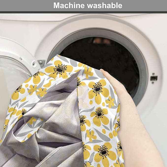 Ambesonne Floral Dog Crate Cover, Minimalistic Graphic Drawing of Yellow Flowers Pattern, Easy to Use Pet Kennel Cover for Medium Large Dogs, 42 Inch, Pale Taupe Charcoal Grey