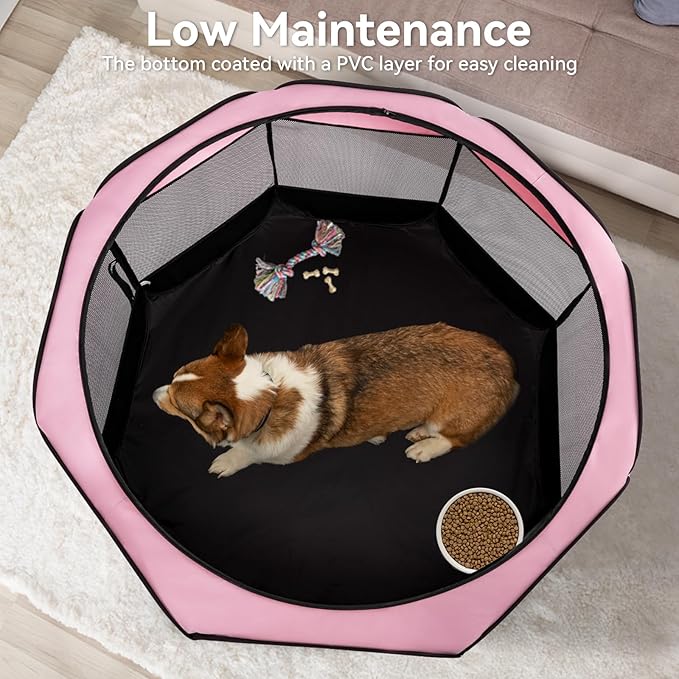 A4Pet Dog Playpen, Pet Playpen Indoor/Outdoor - Portable, Foldable Design - Ideal for Dogs, Kittens, and Small Animals - Removable Zipper & Collapsible Travel Bowl