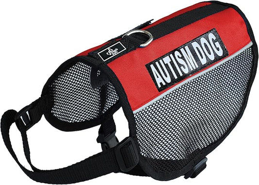 Autism Service Dog mesh Vest Harness Cool Comfort Nylon for Dogs Small Medium Large Purchase Comes with 2 Reflective Autism Removable Patches. Please Measure Your Dog Before Ordering