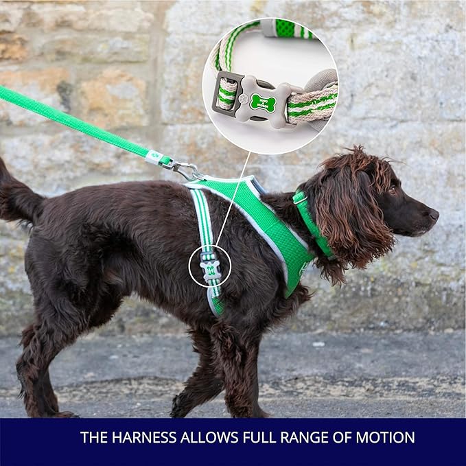 HUGO & HUDSON Dog Harness No-Pull Pet Harness Adjustable Quick Dry Mesh Padded Vest, Green, XS