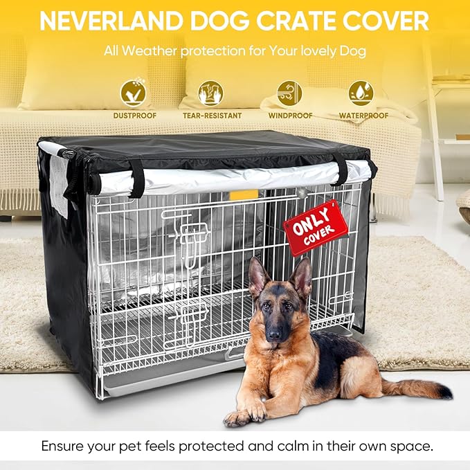NEVERLAND Dog Crate Cover 48 Inch - Kennel Crate Covers for Dog Cage Waterproof, Universal Durable Oxford Cloth Dog Cage Cover for Most Wire Pet Crates, 48 x 30 x 33 Inch (Cover Only)