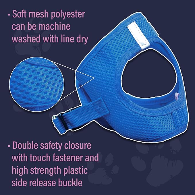 Doggie Design Dog Harness - No Choke Dog Harness, Dog Vest, Mesh Polyester, Pet Harness, Simple Step in and Go Design, Harness for Dog - Cobalt Blue, L