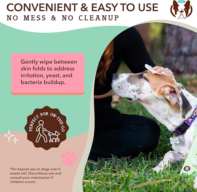 Natural Dog Company Grooming Wipes with Aloe Vera, Cleanses, Soothes, & Deodorizes, Fragrance Free, Hypoallergenic, Biodegradable - Dog Wipes for Ear, Paws, Face and Butt (50 ct)