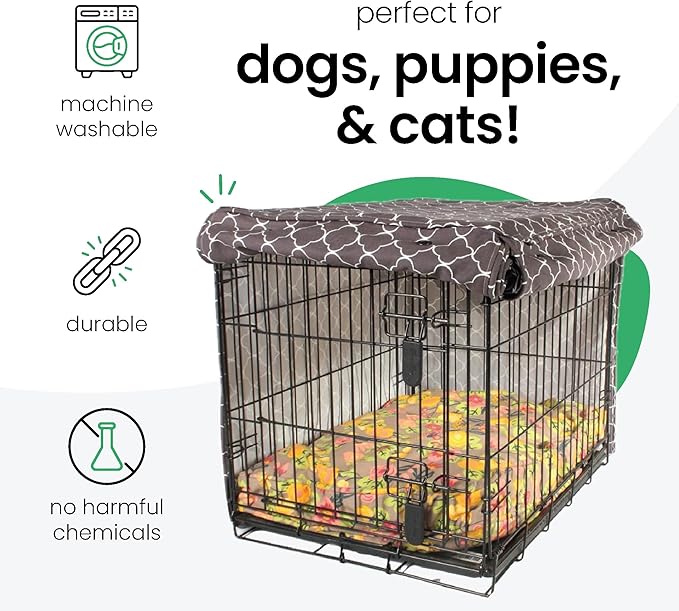 Molly Mutt Clark Gable Dog Crate Cover, 100% Cotton Canvas Cover with 2 Roll-Up Panels, Ideal for Dog or Cat Crate, Durable, Washable, and Free of Harmful Chemicals, 36" x 24" x 27"