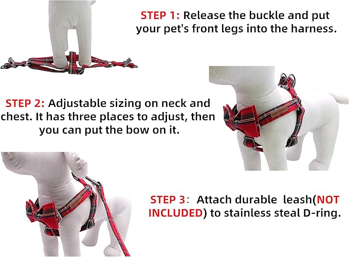 Unique style paws Dog Harness Adjustable Harnesses Durable Hardware with Comfortable Bowtie for Small Medium Large Dogs
