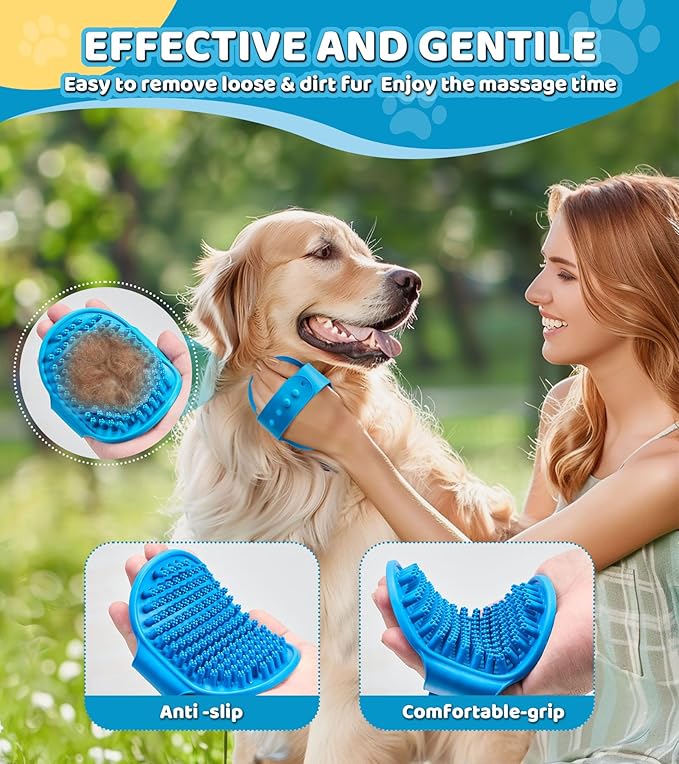 4PCS Dog Bath Brush Pet Massage Shampoo Brush Dog Scrubber for Dog Washing Brush Scrubber Pet Bath Massage Brush with Soft Silicone Bristles for Dog Cat Grooming Cleaning (Yellow Blue blue)