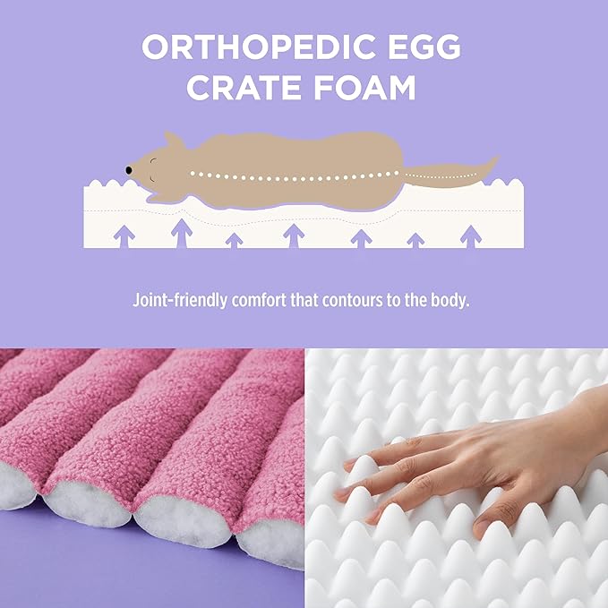 Lesure Orthopedic Dog Bed Sofa for Extra Large Dogs, Waterproof Dog Couch with Removable Washable Cover, Cute Aesthetic Pet Sofa Couch with Egg Crate Foam(41" x 29" x 11", Pink)