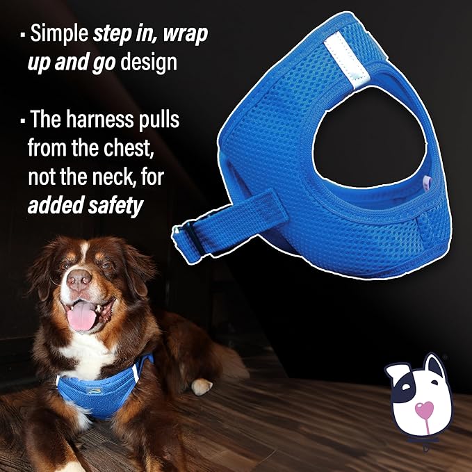 Doggie Design Dog Harness - No Choke Dog Harness, Dog Vest, Mesh Polyester, Pet Harness, Simple Step in Design, Harness for Dog - Cobalt Blue, 3XL