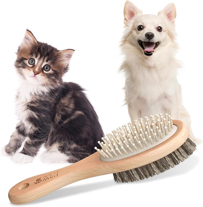 PAWFUME 2-in-1 Pet Brush – Dog Hair Brush – Cat Hair Brush – Dog Grooming Brush – Cat Grooming Brush – Soft Dog Brush for Long Haired Dogs – Soft Cat Brush for Long Haired Cats – Short Hair Dog Brush