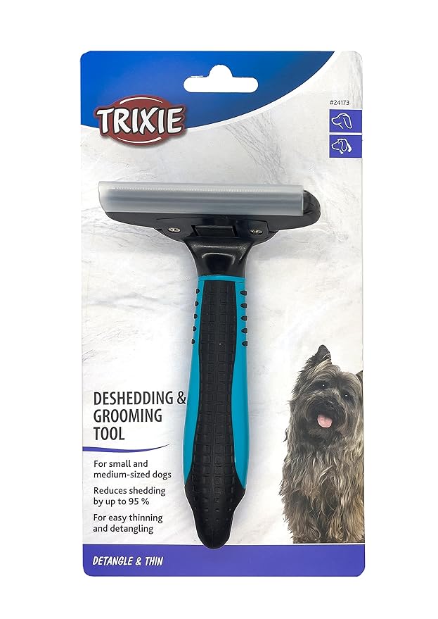 TRIXIE Pet Deshedding and Grooming Tool, Small and Medium Dogs, 3" x 6" (8x14cm)