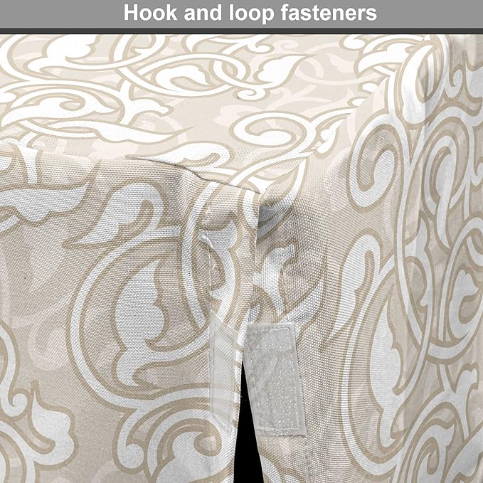 Lunarable Cream Dog Crate Cover, Oriental Motifs with Antique Damask Inspired Design Retro Revival Swirls, Easy to Use Pet Kennel Cover for Medium Large Dogs, 42 Inch, Beige White