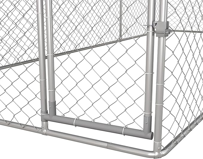 PawHut Large Dog Kennel Outside, Heavy Duty Dog Cage with Waterproof Cover, Outdoor Fence Dog Run with Galvanized Chain Link, Secure Lock, 19.7' x 7.5' x 4.9'