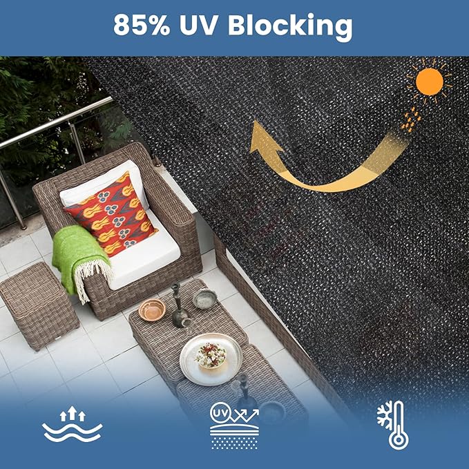 Knitted Shade Cloth 10ft x 10ft 85% Sunblock Kennel Shade Cover with Grommets Black (Excludes Kennel) - PS1010BLKX1