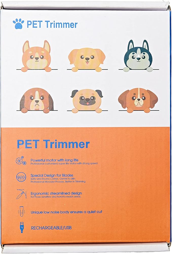 Pet Nail Grinder and Hair Clipper Set for Small and Medium Dogs - Electric Nail Clipper with 3 Cutter Heads and Nail Grinder - Dog Grooming Kit and Pet Supplies