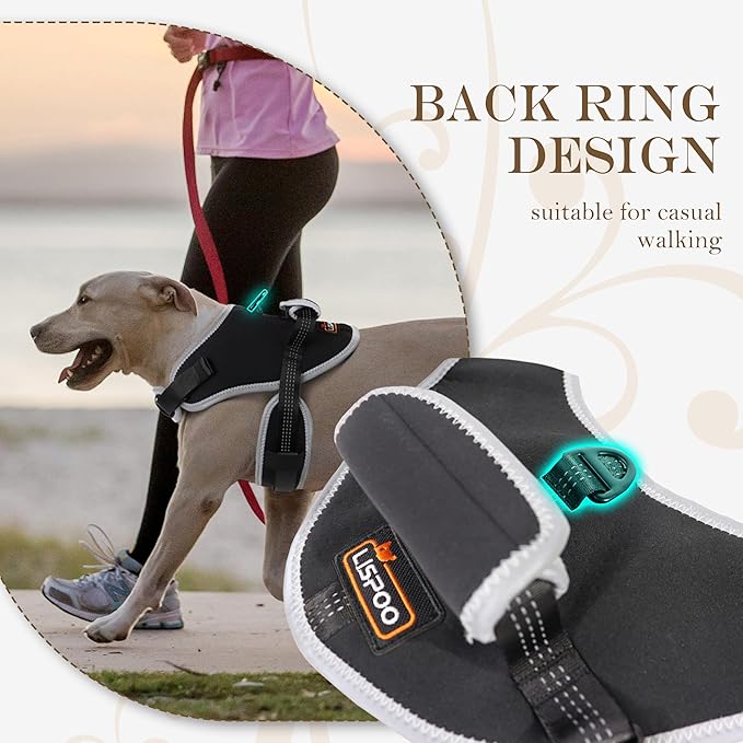 Reflective No Pull Dog Harness for Medium Dogs, Easy Control Dog Vest Harness, Breathable Mesh Harness, Comfortable and Adjustable, Metal Ring and Control Handle, Black M