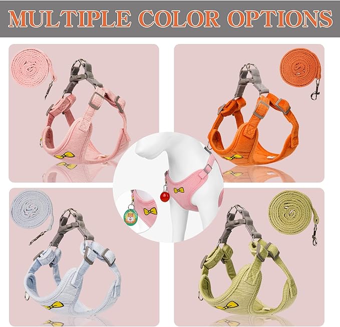 No Pull Dog Harness with Leash Pet Soft Vest Harness and Leash Set Dog Cat No Choke Escape Proof Harness Reflective Step in Harness for Small Medium Dogs Cats (Orange, Medium)