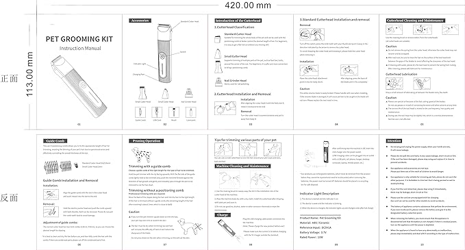 Pet Nail Grinder and Hair Clipper Set for Small and Medium Dogs - Electric Nail Clipper with 3 Cutter Heads and Nail Grinder - Dog Grooming Kit and Pet Supplies