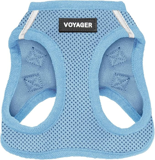 Voyager Step-in Air Dog Harness - All Weather Mesh, Reflective, No Pull Harness for Small, Medium Dogs, Cats - Secure with Hook & Loop Fastener, Buckle, Double D-Rings - Baby Blue, S