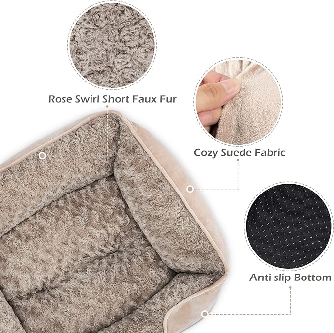 INVENHO Medium Dog Bed for Large Medium Small Dogs Rectangle Washable Dog Bed, Orthopedic Dog Bed, Soft Calming Sleeping Puppy Bed Durable Pet Cuddler with Anti-Slip Bottom M(25"x21"x8")