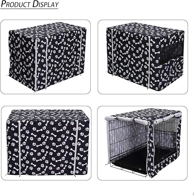 Geyecete Large Dog Crate Covers Fits 24inch-48inch Dog Crates for Small Medium Large Dogs Dog Crate Bed Dog Crate with Cover - Cover only(Crate Not Included)-Black-30