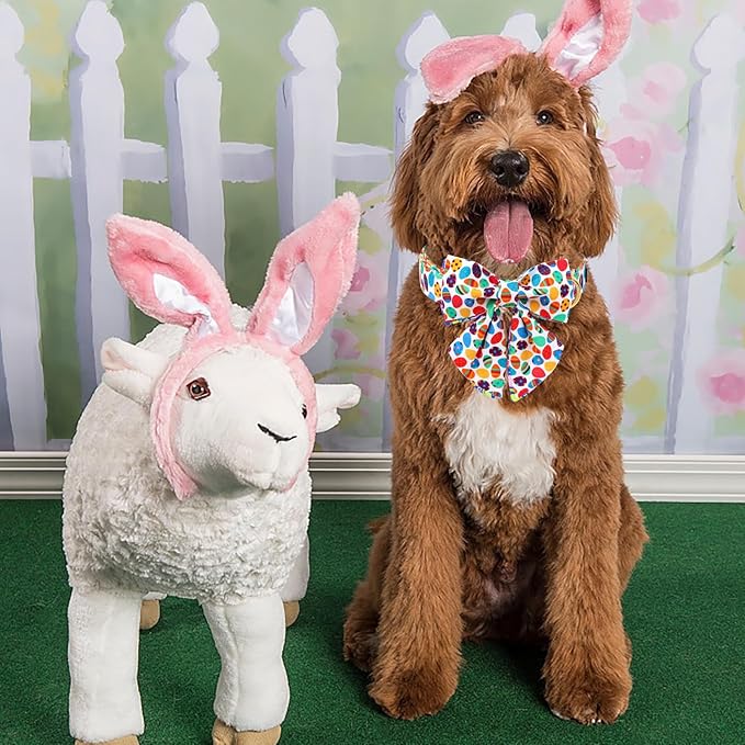 Unique style paws Easter Day Dog Collar with Bow Colorful Egg Rabbit Dog Collar Bowtie Bowtie Collar for Large Medium Small Dogs