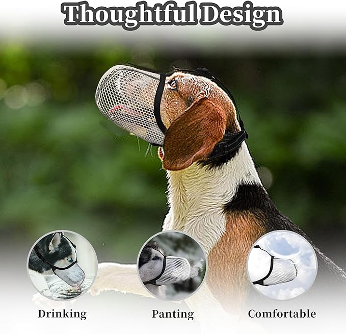 Dog Muzzle, Breathable Soft Muzzle for Extra Large Dogs to Anti & Prevent Barking Biting Chewing, Reflective & Adjustable Basket Muzzle with Air Mesh for German Shepherd Beige XXL