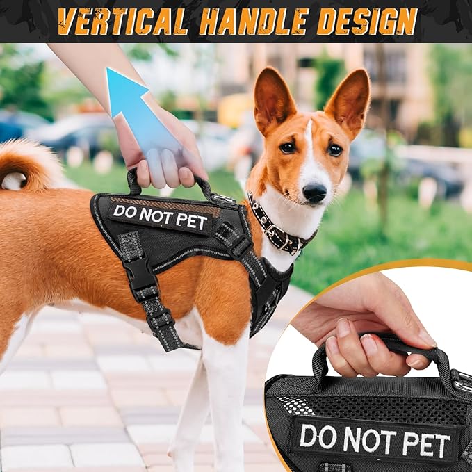 Tactical Dog Harness for Small Dogs, Breathable Mesh Dog Vest Tactical Puppy Harness with Handle, Reflective Military Dog Vests Harness for Outdoor Training Walking