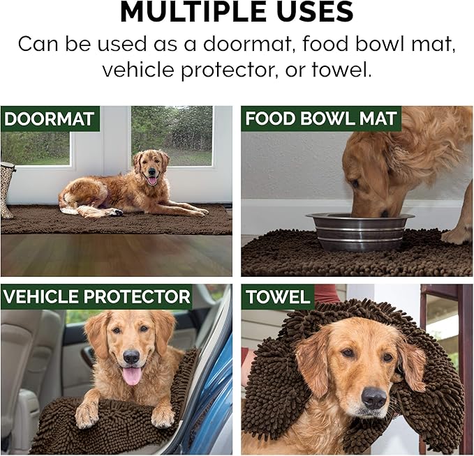 Furhaven 44" x 35" Highly Absorbent Dog Door Mat for Muddy Paws, 100% Washable, Perfect for Entryway, Kitchen, & Bathroom Use - Chenille Shammy Rug - Mud (Brown), Extra Large/XL