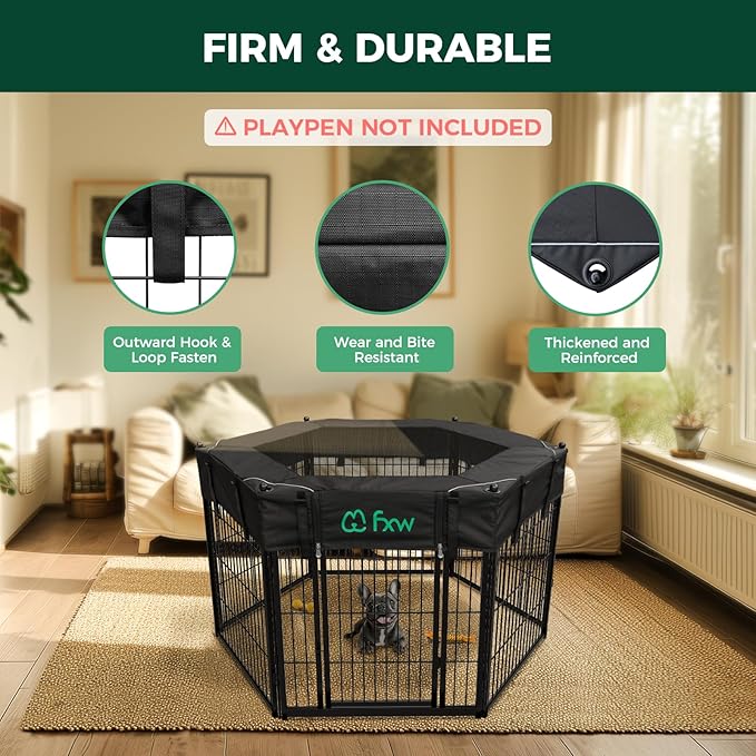 FXW Mesh Top Cover Specialized for FXW Dog Playpen (Not Suitable for Other Brands), Fits for FXW 32"/40"/45" H 6 Panels Homeplus/Rollick/Instant Dog Playpen│Patent Pending (Playpen not Included)