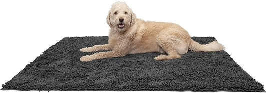 Furhaven 60" x 48" Highly Absorbent Dog Door Mat for Muddy Paws, 100% Washable, Perfect for Entryway, Kitchen, & Bathroom Use - Chenille Shammy Rug - Charcoal (Gray), Jumbo Plus/XXXL