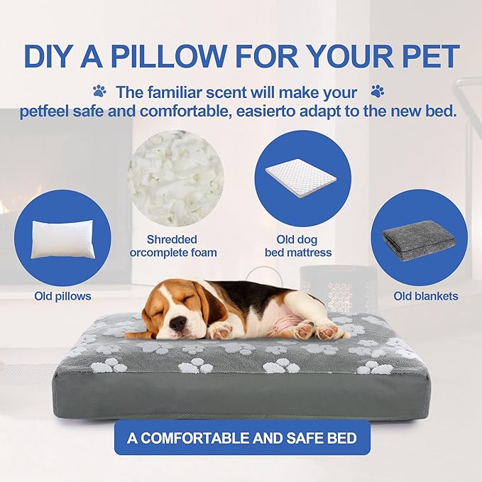 BALAPET Dog Bed Covers,Waterproof Dog Bed Cover Pet Bed Cover with Lovely Dog Paw Print and Double-Sided Usable Design Replacement Machine Washable Pet Hair Easy to Remove,Cover Only(Gray,40*30*4in)
