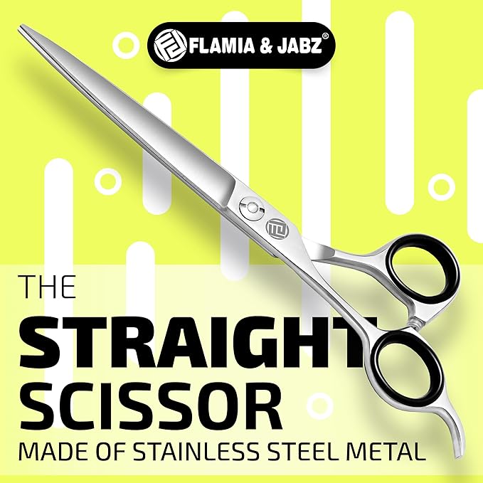 Professional Dog Grooming Scissors/Shears, Straight, for Dogs, Cats & Pets (Right Handed, Stainless Steel 7.5 Inch)
