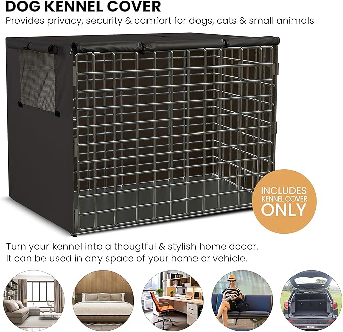 Utopia Home Dog Crate Cover, Waterproof Dog Kennel Cover 42 Inch - Black, 600D Heavy Duty Dog Cage Cover Universal Fit for Most Wire Pet Crates - 42 x 28 x 30 Inch (Cover Only)
