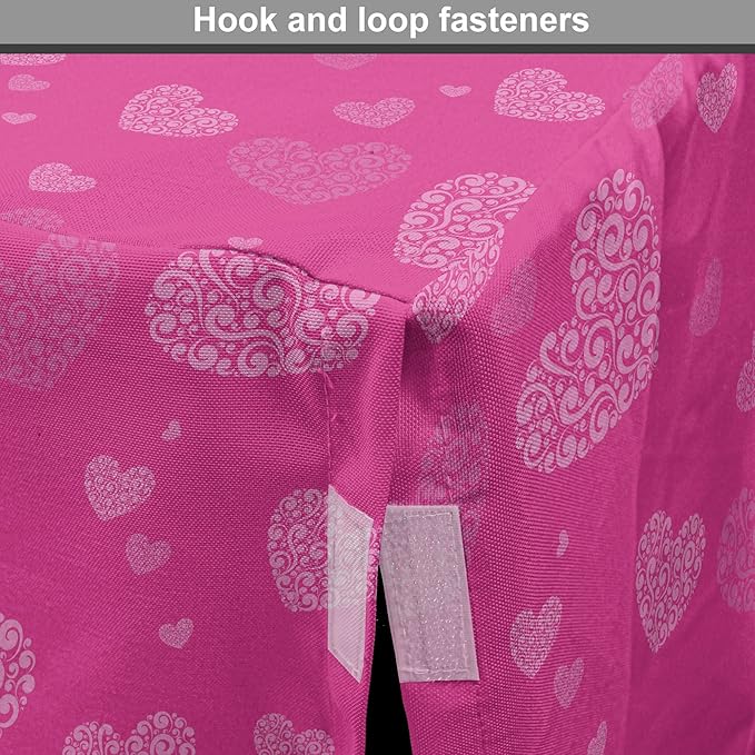 Lunarable Love Dog Crate Cover, Romantic Theme Abstract Heart Shapes Valentines Day 14th February Design, Easy to Use Pet Kennel Cover for Cats & Medium Dogs, 24 Inch, Hot Pink