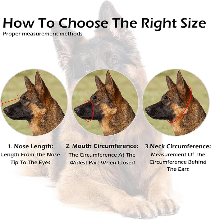 OOPSDOGGY German Shepherd Dog Muzzle for Large Dogs - Leather Breathable Secure Basket Muzzle for Large Breeds Prevents Biting No Chewing Adjustable (Black, Size 7 - German Shepherd)