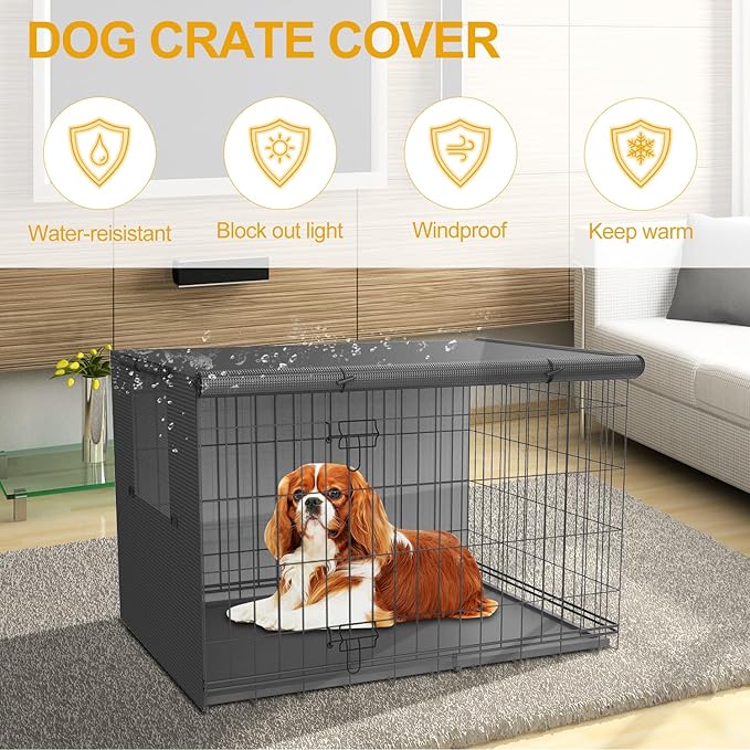 Dog Crate Cover-Double Door,Dog Kennel Cover,Crate Covers for Dog Cages-24 30 36 42 48 inches- Heavy Duty Polyester Pet Kennel Cover Universal Fit for Wire Dog Crate (30.0" L x 19.0" W x 21.0" H)