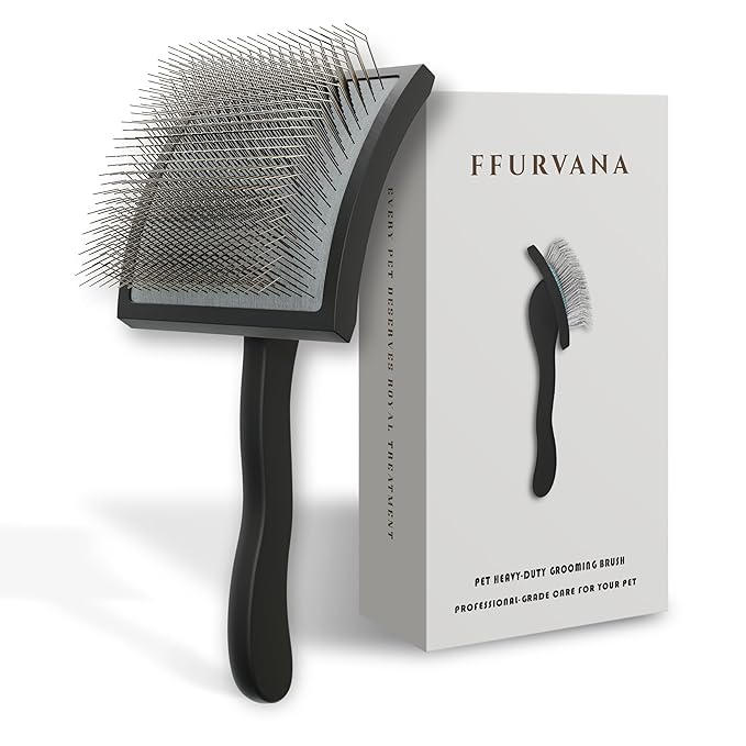 Soft-Touch Slicker Brush – Black – Professional Pet Grooming Brush for Thick & Long-Haired Dogs