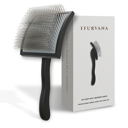 Soft-Touch Slicker Brush – Black – Professional Pet Grooming Brush for Thick & Long-Haired Dogs