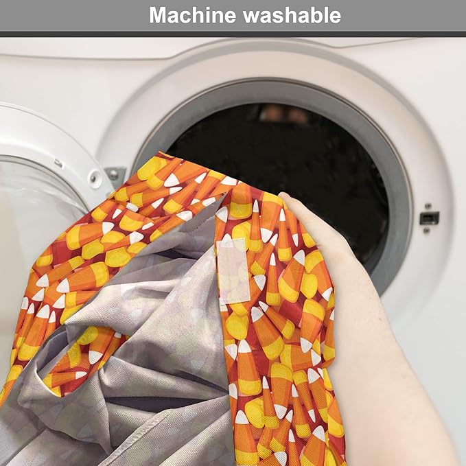 Lunarable Candy Corn Dog Crate Cover, Cartoon Style Pattern of Repetitive Nested Sweets Clutter, Easy to Use Pet Kennel Cover for Small Dogs Puppies Kittens, 18 Inch, Marigold Vermilion