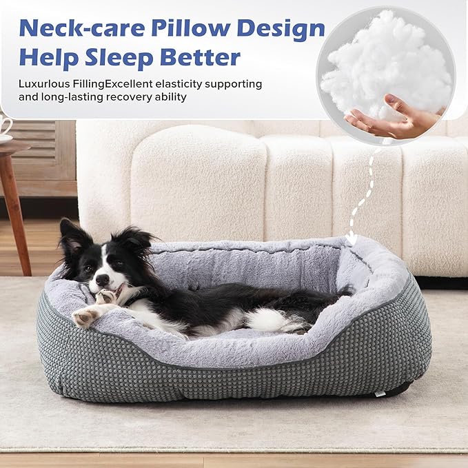 INVENHO Small Dog Bed for Small Dogs, Cat Beds for Indoor Cats Washable, Orthopedic Dog Bed, Warming Soft Calming Sleeping Puppy Bed Durable Pet Bed with Anti-Slip Bottom S(20"x19"x6")