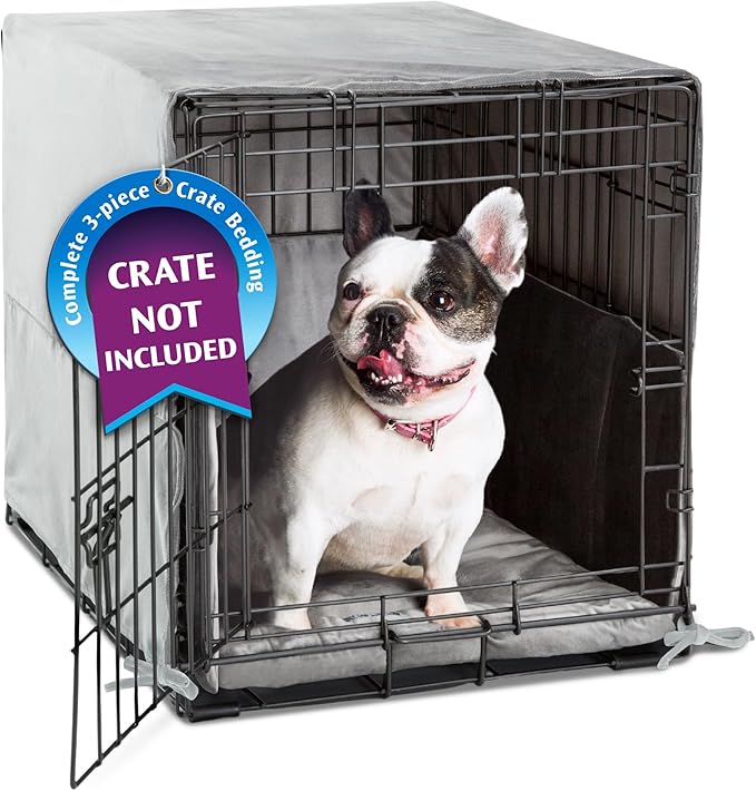 Pet Dreams 3 Piece Set includes Dog Crate Cover, Dog Crate Pad & Dog Crate Bumper, Crate Pads, Crate Covers & Crate Bumpers for Dog Cages, Dog Mat & Bedding are Washable Fits iCrate 24, 30, 36,42 inch