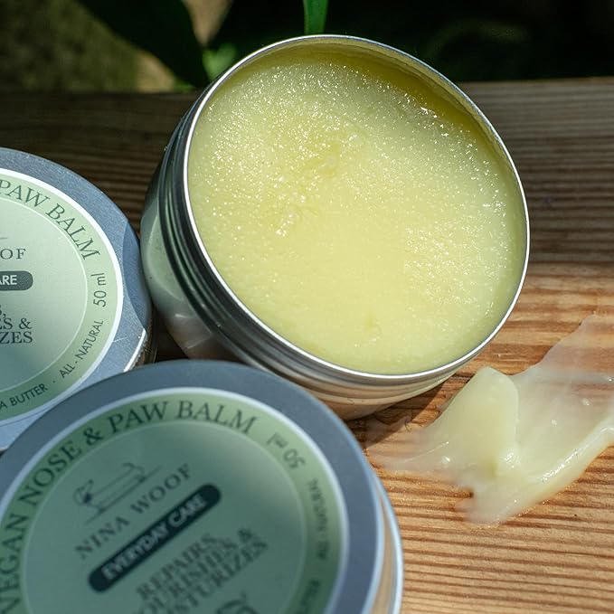 Vegan Dog Paw Balm Dogs & Nose Balm - All-Natural, Rich in Vitamin E Moisturizing Formula with Coconut Oil for Dogs & Shea Butter, Dog Nose Balm, Non-Toxic, Safe to Lick Paw Soother for Dogs