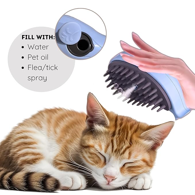 Self-Cleaning Deshedding Brush with Steam for Cats and Dogs - Silicone Whale Model for Grooming Loose Hair (Baby Blue and Pink)