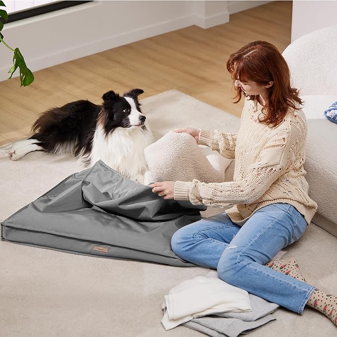 Lesure Water-Resistant Dog Bed Cover - Large Dog Bed Removable Cover, Replacement Washable, Dog Bed Covers for Pet Mat Bed, 36x27x3 Inches